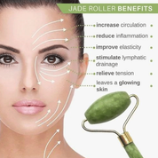 Pierre de Jade – Rouleau Massage du Visage Pierre de Jade Vert &amp; Planche de Guasha