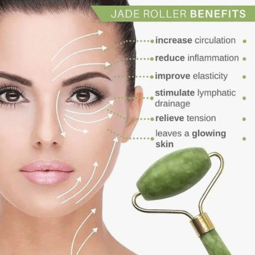 Pierre de Jade – Rouleau Massage du Visage Pierre de Jade Vert &amp; Planche de Guasha
