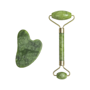 Pierre de Jade – Rouleau Massage du Visage Pierre de Jade Vert &amp; Planche de Guasha
