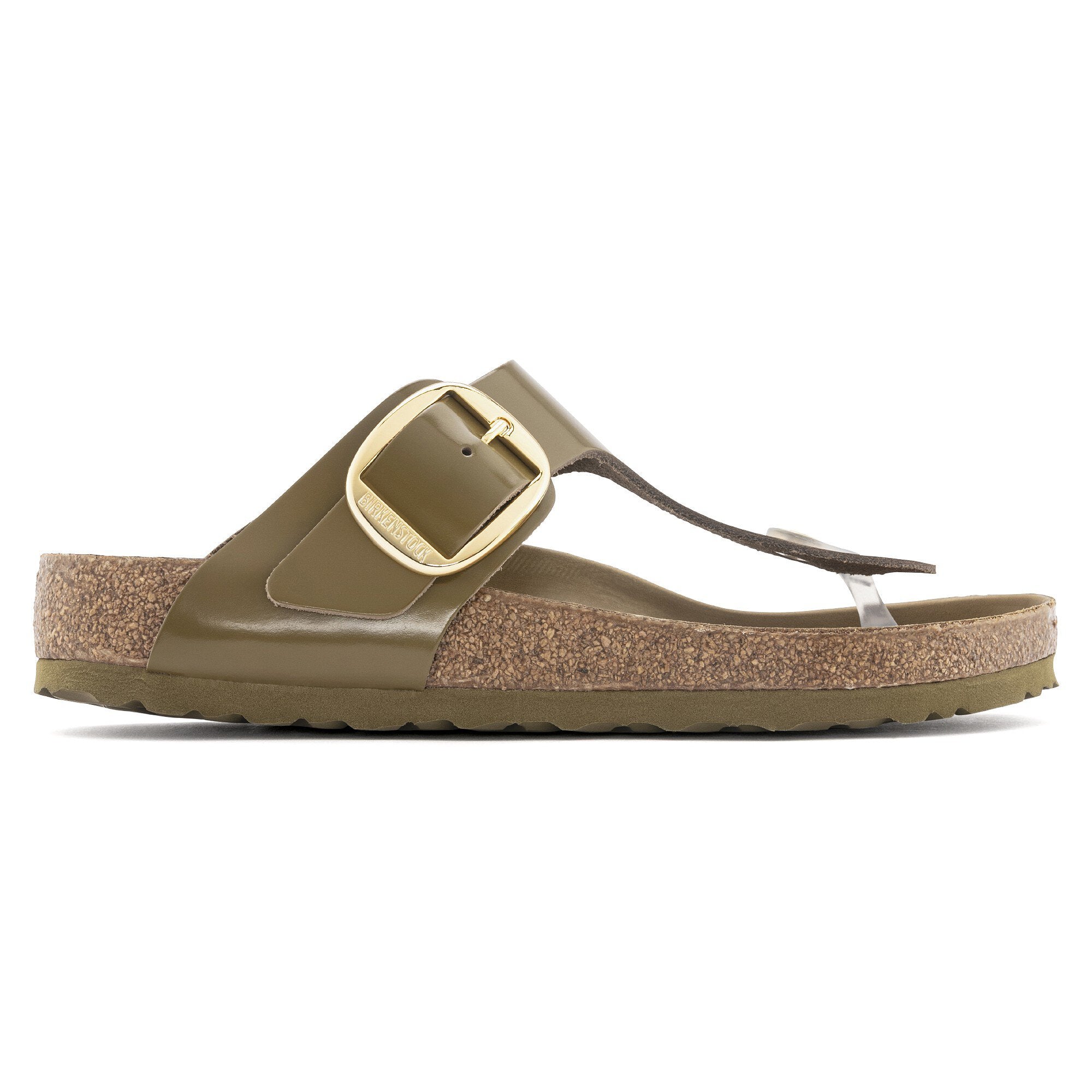 Birkenstock Gizeh MF Shiny Python Mud Green