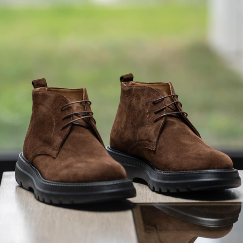 Boots en Cuir -110 DAIM MARRON