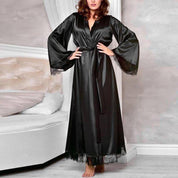Dreams Fashion Peignoir noir en satin longue