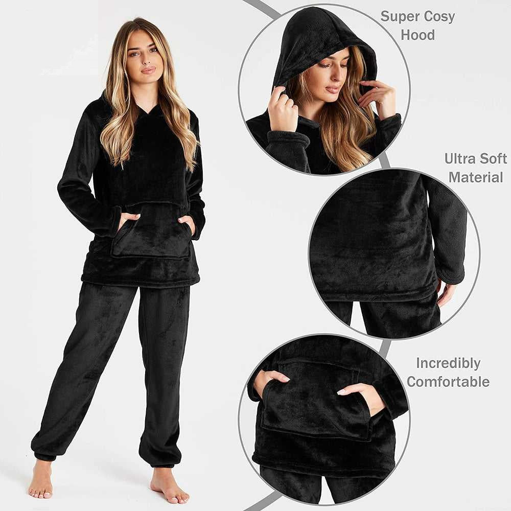 Pyjama pour femme en polaire -noir