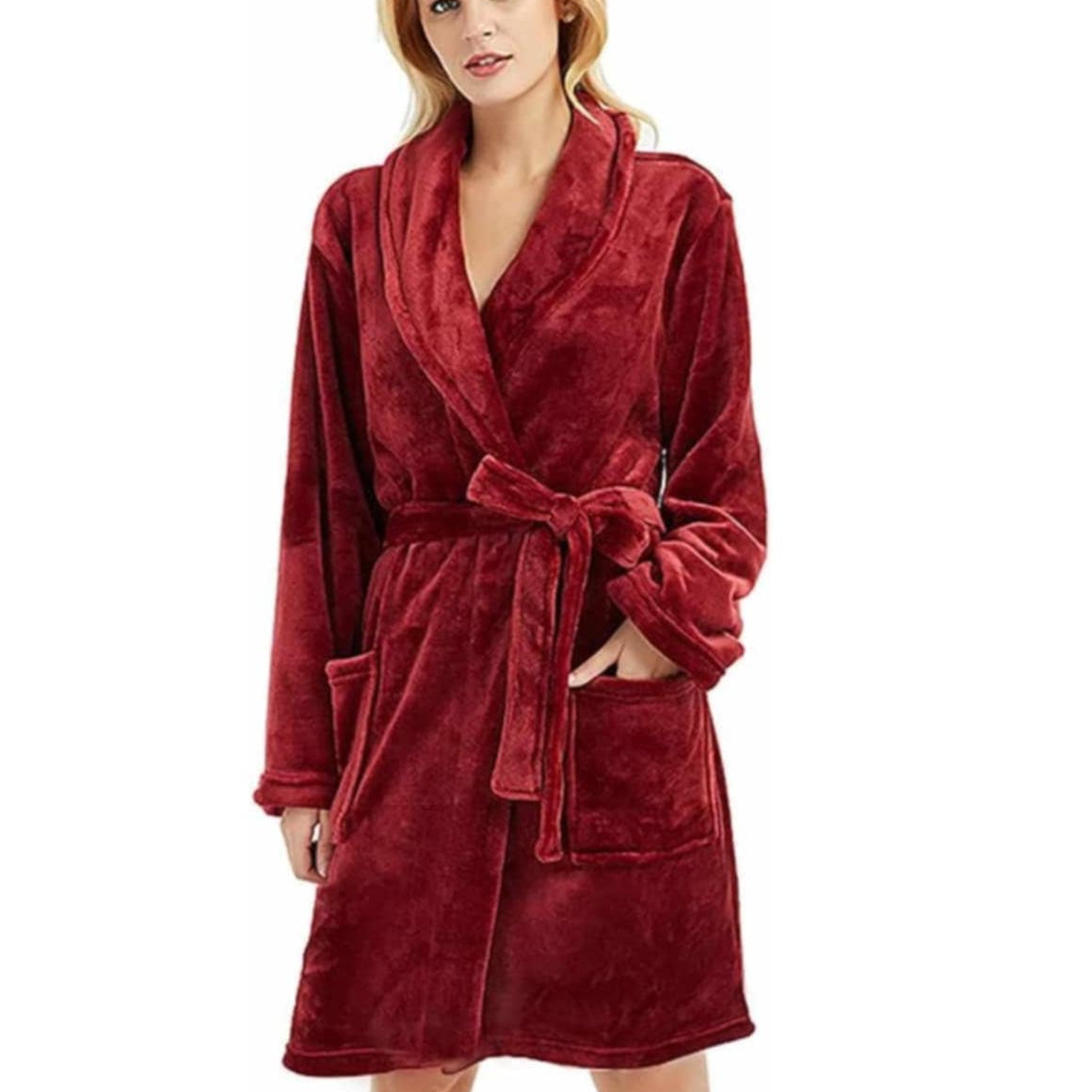 Robe de chambre pour femme en polaire -Rouge - Wildkard