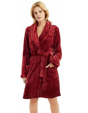 Robe de chambre pour femme en polaire -Rouge - Wildkard