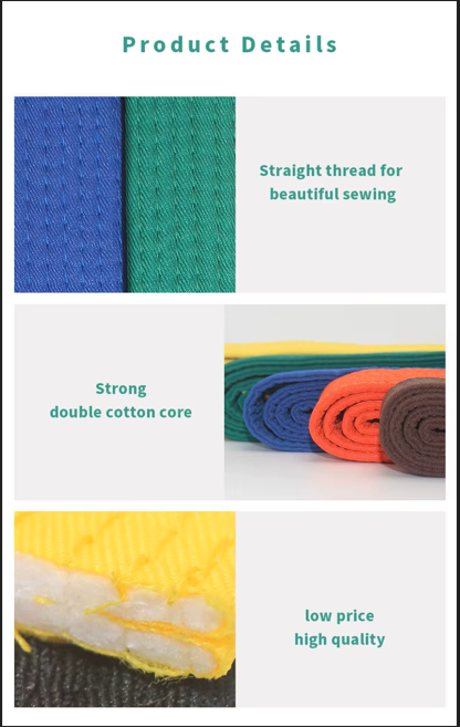 ceinture cotton 100 % coton pour arts martiaux, judo, jiu-jitsu, taekwondo