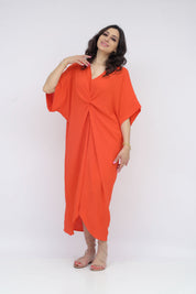Robe Avec Noeud Traditionnel Longue Orangé