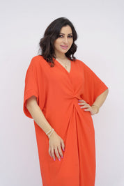 Robe Avec Noeud Traditionnel Longue Orangé