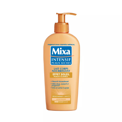 Lait corps nourrissant à l'huile d'abricot et karité effet soleil MIXA-250ml
