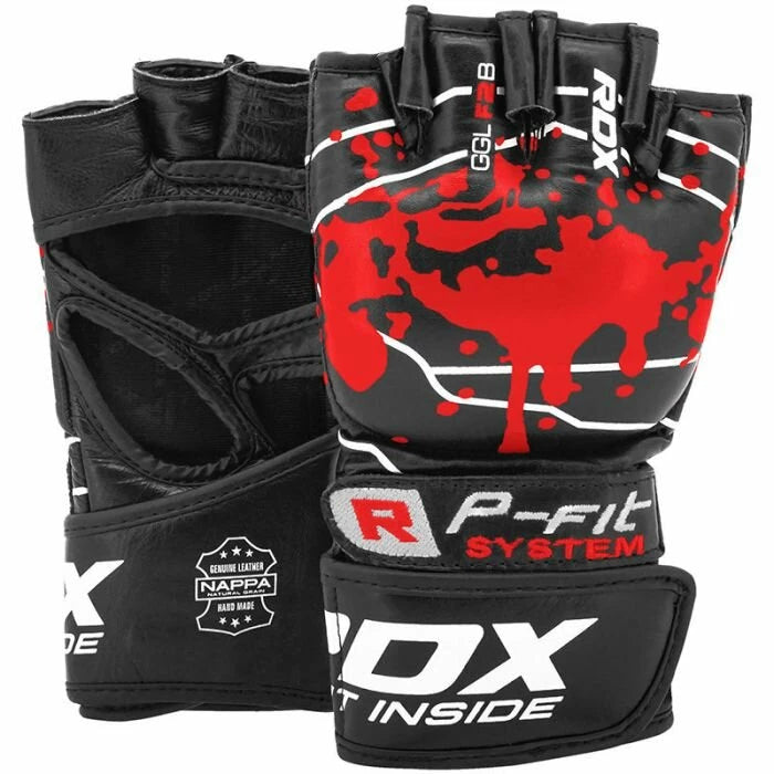 Grappling Glove Blood Double Strap Black
