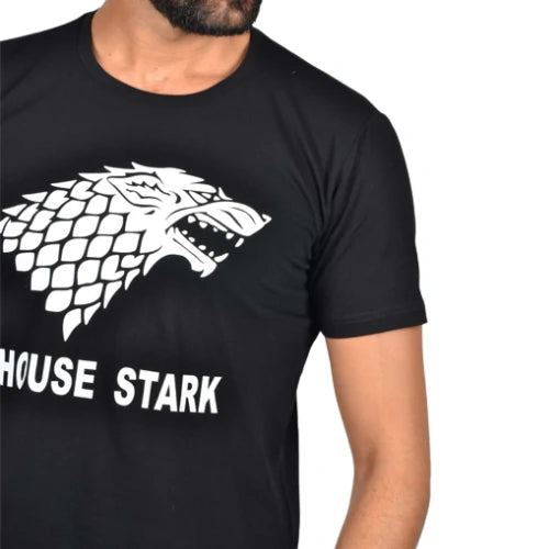 T-Shirt Noir House Stark Zoom