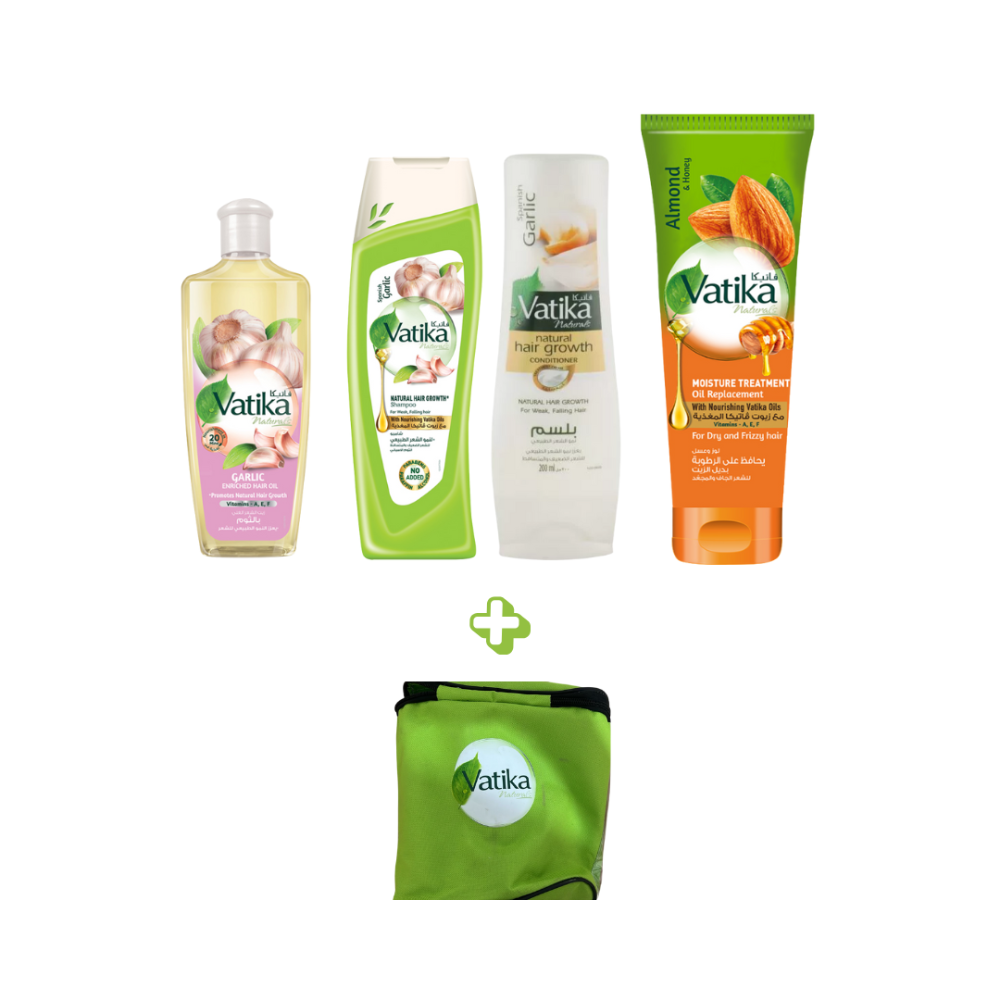 Vatika – Pack Soin Capillaire à L’Ail 4 Pièces + Trousse