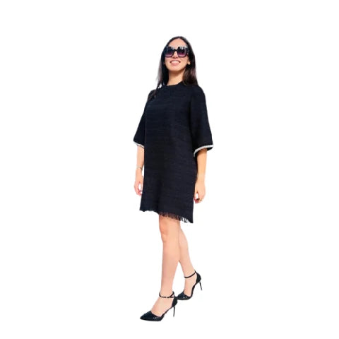 Robe noire en tweed Caro