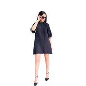 Robe noire en tweed Caro