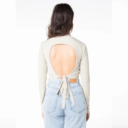 Crop top dos nu vert amande Zoda