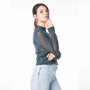 Top en tulle vert foncé transparent Zoda