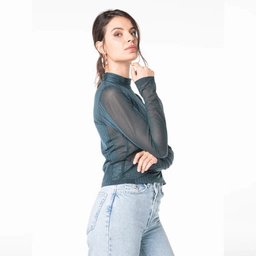 Top en tulle vert foncé transparent Zoda