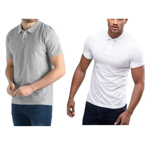 Pack Polos Blanc et Gris Zoom