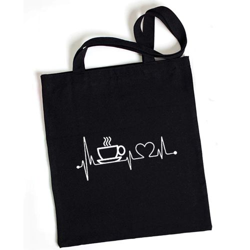 Tote Bag - Noir - Coffee Heartbeat