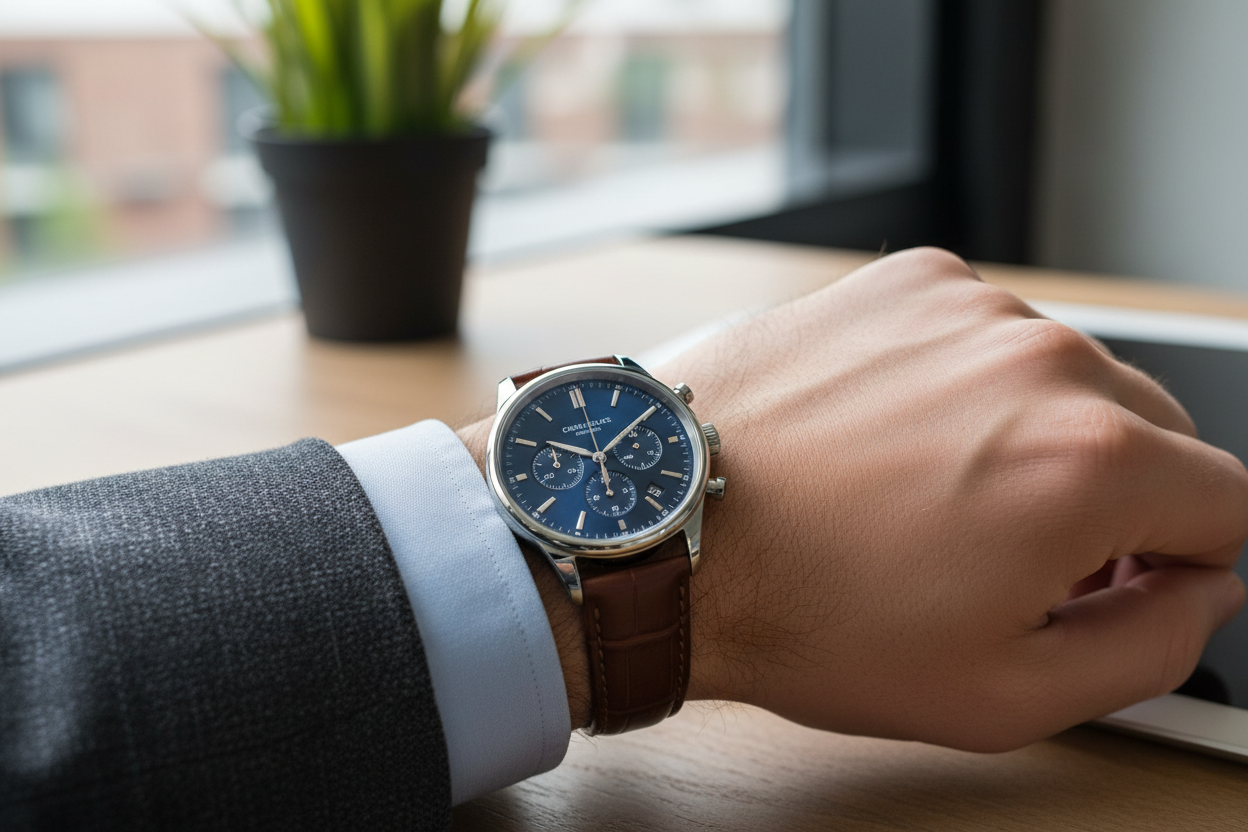 generate an image of a man wearing a watch 